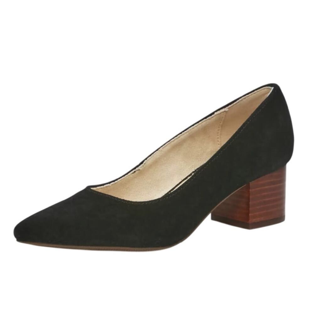 Hush Puppies Womens Sofie Pumps Size 11 EU 43 Black Nubuck Leather Slip On NWOB